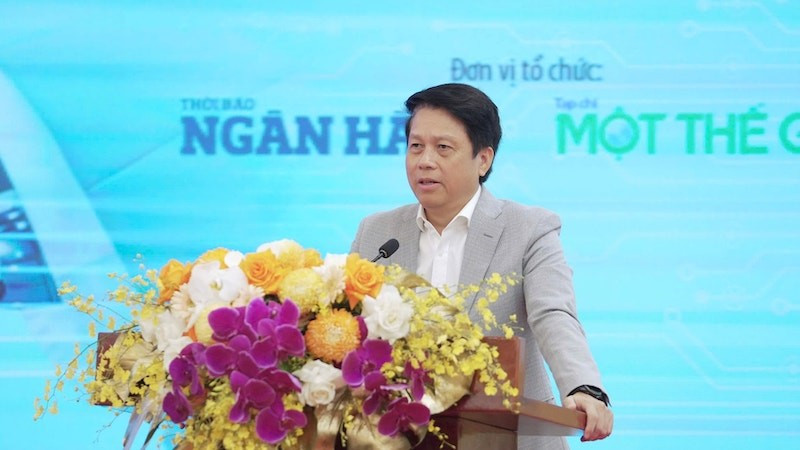 Phó Thống đốc Ngân hàng Nhà nước Phạm Tiến Dũng phát biểu khai mạc diễn đàn.