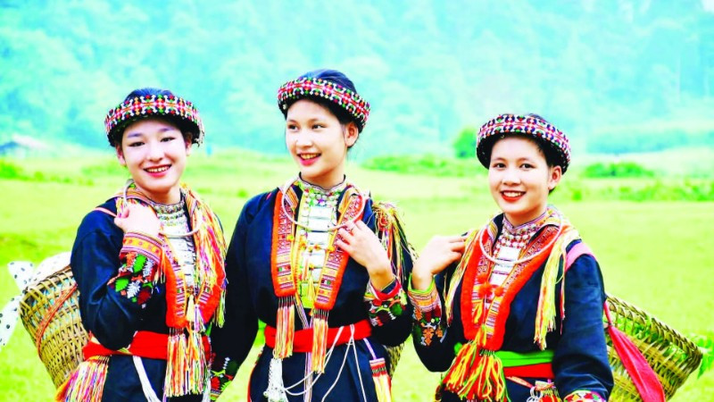 Nét hoa văn trên trang phục của đồng bào Dao xã Lâm Thượng, tỉnh Lào Cai.
