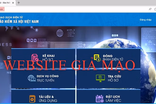Trang web giả mạo bhxh[.]co có giao diện tương tự trang chính thức của Bảo hiểm xã hội Việt Nam.