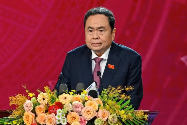 Chủ tịch Quốc hội Trần Thanh Mẫn phát biểu tại Lễ trao giải. (Ảnh: THỦY NGUYÊN)