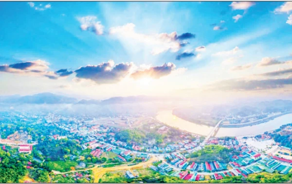 Toàn cảnh trung tâm xã Bảo Hà (Lào Cai).