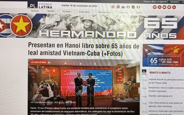 Prensa Latina khai trương chuyên mục “Cuba-Việt Nam: Tình anh em 65 năm”. (Ảnh: TTXVN)