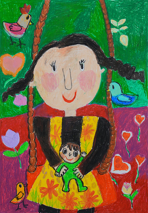 Tác phẩm Mẹ của Phạm Ngọc Bảo Nam (8 tuổi), Trường tiểu học Nguyễn Lương Bằng, tỉnh Hải Dương đoạt giải Nhất.