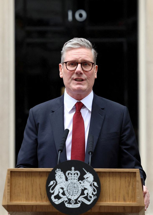 Thủ tướng Anh Keir Starmer có bài phát biểu tại số 10 phố Downing, sau kết quả cuộc tổng tuyển cử cho thấy thắng lợi vang dội của Công đảng do ông lãnh đạo, London, Anh, ngày 5/7/2024. (Ảnh: Reuters)