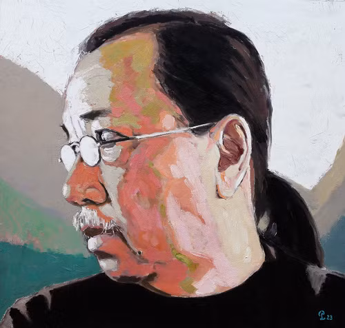 Tranh tự họa của Phạm Luận.