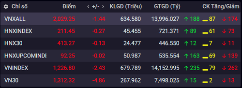 Chỉ số chứng khoán ngày 28/4.(Nguồn: iboard.ssi.com.vn)