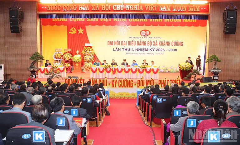 Quang cảnh Đại hội đại biểu Đảng bộ xã Khánh Cường lần thứ I, nhiệm kỳ 2025-2030. ndo_br_img-9863.jpg