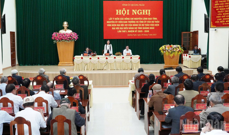 Quang cảnh Hội nghị lấy ý kiến góp ý dự thảo Văn kiện Đại hội đại biểu Đảng bộ tỉnh Quảng Ngãi lần thứ nhất, nhiệm kỳ 2025-2030. ndo_br_z6981239098595-06e02dbf61f19a8b8300178b049dc2e0.jpg
