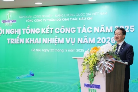 Đồng chí Nguyễn Thiện Bảo - Tổng Giám đốc PVEP báo cáo tổng kết công tác năm 2025.