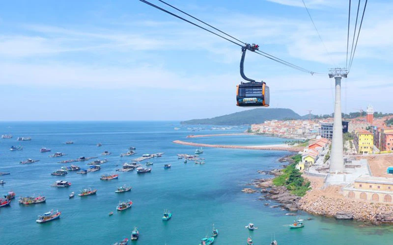Cáp treo ở phường An Thới, thành phố Phú Quốc.