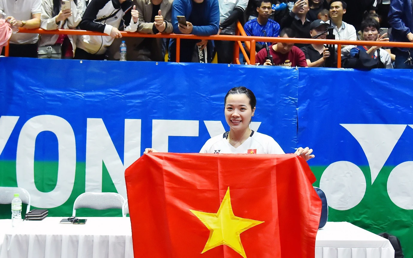Nguyễn Thùy Linh vô địch đơn nữ giải cầu lông quốc tế Ciputra Hà Nội 2023. (Ảnh MỸ HÀ) 