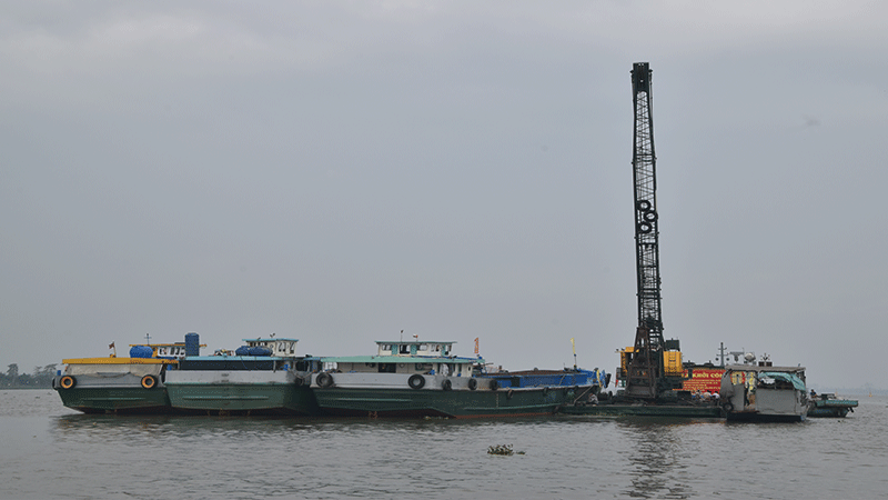 Mỏ cát trên địa bàn huyện Cái Bè, tỉnh Tiền Giang được cấp phép khai thác cho các công trình trọng điểm.