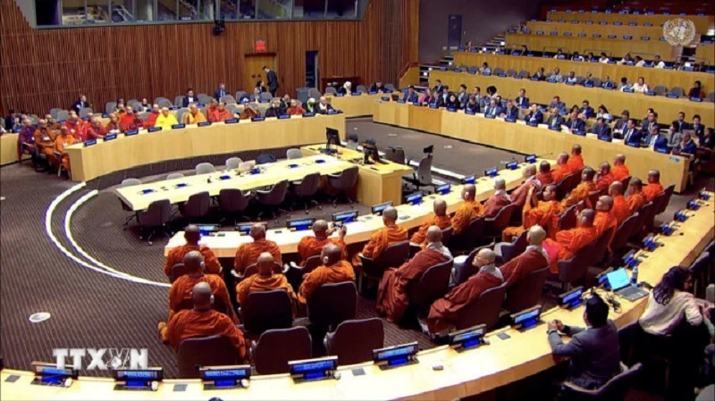 Lễ kỷ niệm Ngày quốc tế Phật đản Vesak được tổ chức tại Trụ sở Liên hợp quốc ở New York (Mỹ). (Ảnh: TTXVN)