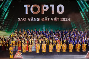Các doanh nghiệp "Sao Vàng đất Việt" trong đợt vinh danh năm 2024.