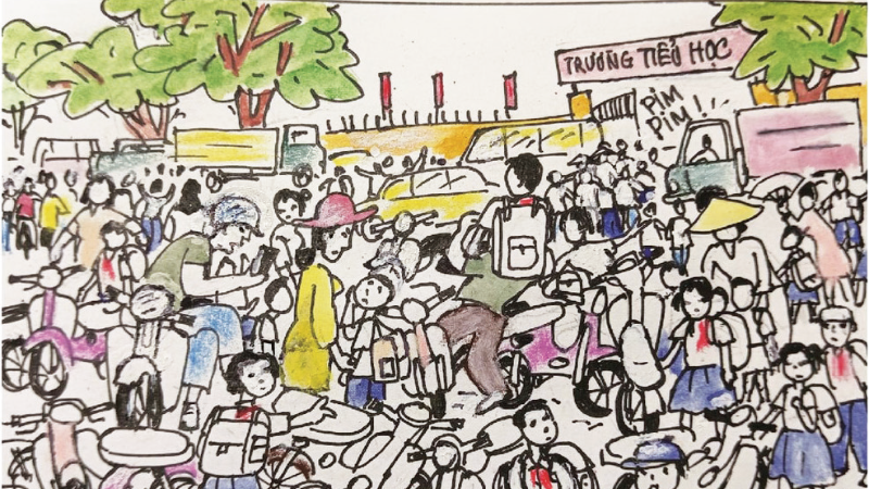 Góc biếm họa: Tránh ùn tắc trước cổng trường