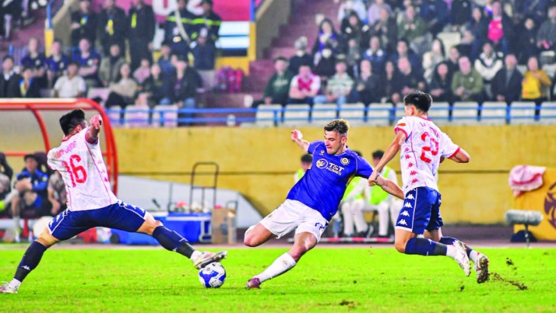 Hà Nội FC thắng Hải Phòng 2-0, vươn lên vị trí thứ tư. (Ảnh HNFC)