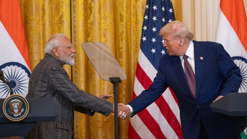 Tổng thống Mỹ Donald Trump và Thủ tướng Ấn Độ Narendra Modi tại cuộc gặp ở Nhà Trắng, Washington, DC, ngày 13/2/2025. (Ảnh: XINHUA)