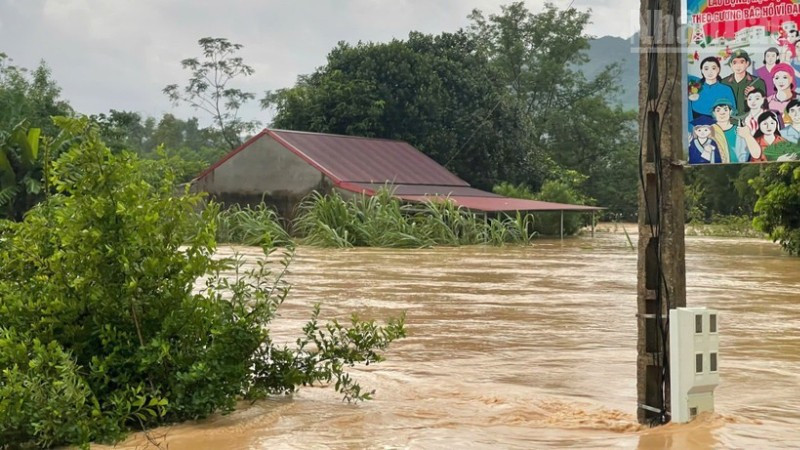 Một điểm ngập sâu tại xã Yên Bình, tỉnh Lạng Sơn.