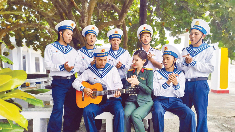 Sinh hoạt văn hóa tinh thần của các chiến sĩ đảo Song Tử Tây, đặc khu Trường Sa. (Ảnh: THẾ ĐẠI)