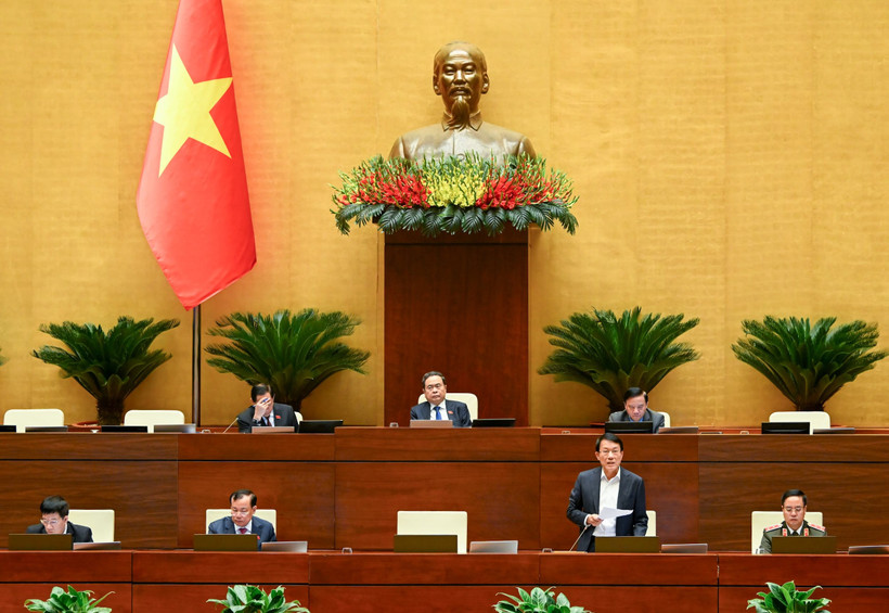 Chủ tịch Quốc hội Trần Thanh Mẫn điều hành phiên họp. (Ảnh DUY LINH)