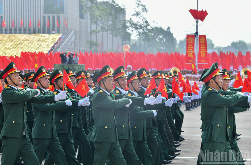 Hình ảnh khối cựu chiến binh Việt Nam tại Lễ kỷ niệm 80 năm Cách mạng Tháng Tám thành công và Quốc khánh 2/9 diễn ra sáng 2/9/2025 tại Hà Nội. (Ảnh: DUY LINH)
