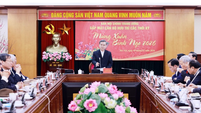 Đồng chí Lê Minh Trí, Ủy viên Bộ Chính trị, Bí thư Trung ương Đảng, Trưởng Ban Nội chính Trung ương phát biểu tại buổi gặp mặt. (Ảnh: Ban Nội chính Trung ương)