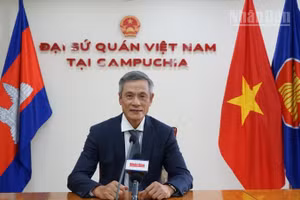Đại sứ Đặc mệnh Toàn quyền nước Cộng hòa xã hội chủ nghĩa Việt Nam tại Campuchia Nguyễn Minh Vũ. (Ảnh: ĐINH TRƯỜNG)