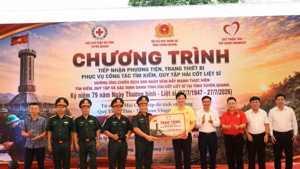 Quỹ Thiện Tâm, Tập đoàn Vingroup tài trợ 5,405 tỷ đồng cho tỉnh Tuyên Quang thực hiện công tác tìm kiếm hài cốt liệt sĩ.