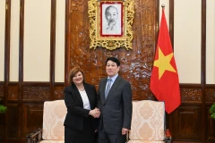 Chủ tịch nước Lương Cường tiếp Đại sứ Ai Cập đến chào từ biệt. (Ảnh: THỦY NGUYÊN)