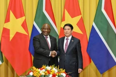 Chủ tịch nước Lương Cường hội đàm với Tổng thống Nam Phi Matamela Cyril Ramaphosa (Ảnh: Thủy Nguyên)