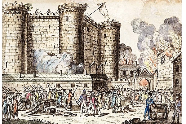 Tranh vẽ mô tả cuộc tấn công pháo đài Bastille trong Cách mạng Pháp. Ảnh: HULTON ARCHIVE