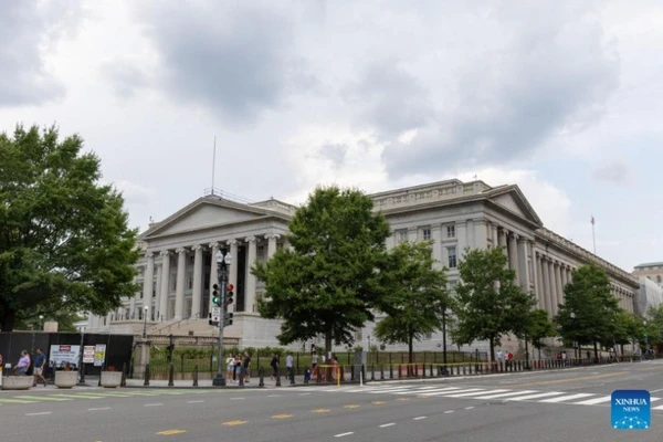 Trụ sở Bộ Tài chính Mỹ ở Washington D.C. (Ảnh: Tân Hoa xã)