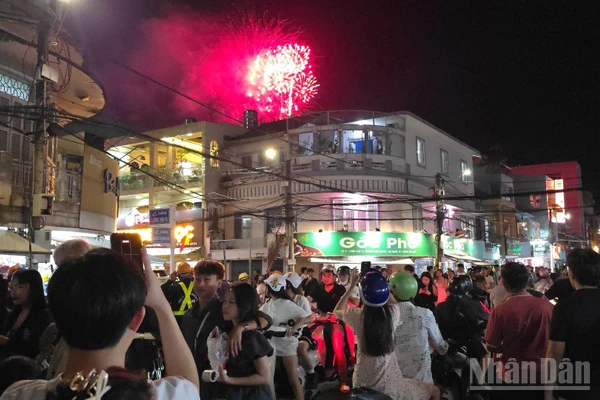 Giây phút đón năm mới của người dân Long Xuyên.