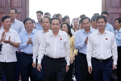 Chủ tịch Quốc hội Trần Thanh Mẫn tiếp xúc cử tri sau Kỳ họp thứ 10 tại thành phố Cần Thơ. (Ảnh: TTXVN)