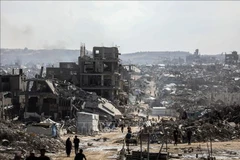 Cảnh đổ nát do xung đột tại Dải Gaza. (Ảnh: THX/TTXVN)
