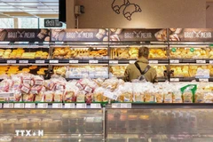 Người tiêu dùng mua sắm tại siêu thị ở Berlin, Đức. (Ảnh: THX/TTXVN)
