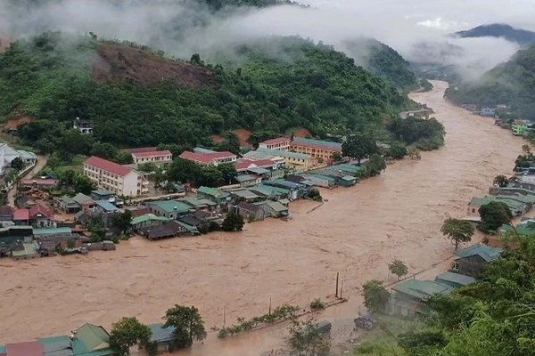 Xã Mường Xén, tỉnh Nghệ An sáng 23/7. (Ảnh: CTV/Báo Nhân Dân)