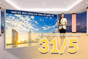 [Video] Dự báo thời tiết đêm nay và ngày mai ngày 31/5/2026: Bắc Bộ tăng nhiệt trở lại, Nam Bộ chiều tối mưa dông