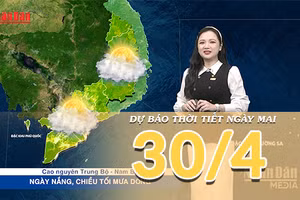 [Video] Dự báo thời tiết đêm nay và ngày mai ngày 30/4/2026: Không khí lạnh tăng cường, Bắc Bộ khô ráo, Nam Bộ tiếp diễn nắng nóng 