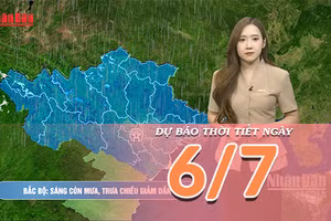 [Video] Dự báo thời tiết ngày 6/7/2026: Bắc Bộ giảm mưa sau bão, Trung Bộ có nắng trở lại
