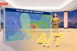 [Video] Dự báo thời tiết đêm nay và ngày mai ngày 4/7/2026: Hoàn lưu bão số 1 gây mưa lớn diện rộng và kéo dài nhiều ngày tại Bắc Bộ