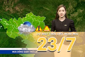 [Video] Dự báo thời tiết đêm nay và ngày mai ngày 23/7/2026: Mưa dông gia tăng tại Bắc Bộ, đề phòng mưa rất to