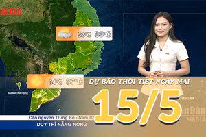 Dự báo thời tiết đêm nay và ngày mai 15/5/2026: Bắc Bộ nắng nóng diện rộng, Trung Bộ có nơi trên 38 độ