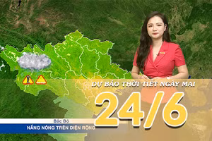 [Video] Dự báo thời tiết đêm nay và ngày mai ngày 24/6/2026: Bắc Bộ nắng nóng gia tăng, Trung Bộ có nơi trên 40 độ, Nam Bộ có mưa dông rải rác 