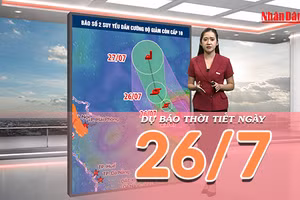 [Video] Dự báo thời tiết ngày 26/7/2026: Bão số 2 suy yếu, Bắc Bộ giảm mưa, Trung Bộ có nơi xuất hiện nắng nóng
