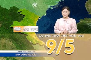 [Video] Dự báo thời tiết đêm nay và ngày mai ngày 9/5/2026: Bắc Bộ tiếp tục mưa dông, Nam Bộ nắng nóng gia tăng 