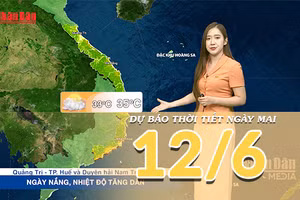[Video] Dự báo thời tiết đêm nay và ngày mai ngày 12/6/2026: Bắc Bộ mưa vài nơi, Nam Bộ chiều tối có mưa dông