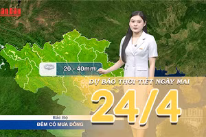 [Video] Dự báo thời tiết đêm nay và ngày mai 24/4/2026: Bắc Bộ mưa dông diện rộng, Trung Bộ chấm dứt nắng nóng