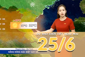 [Video] Dự báo thời tiết đêm nay và ngày mai ngày 25/6/2026: Cả nước vẫn duy trì nắng nóng và nắng nóng gay gắt