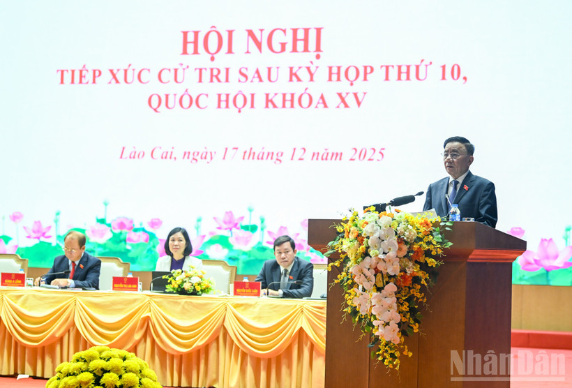 Thường trực Ban Bí thư Trần Cẩm Tú phát biểu trả lời ý kiến, kiến nghị của cử tri. (Ảnh: DUY LINH)